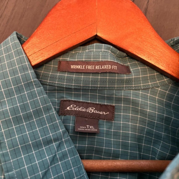 Eddie Bauer Men’s Size TXL Long Sleeve Button Down Wrinkle Free Relaxed. Teal. - Picture 3 of 6
